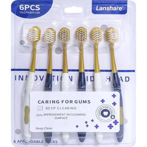 Набір зубних щіток "Lanshare" 18см на блістері 6шт
