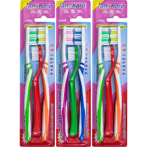 Набор зубных щеток на блистере 3шт (2 взрослые + 1 детская)