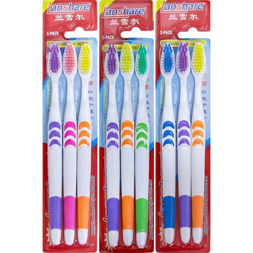 Набор зубных щеток "Lanshare" 19см на блистере 3шт