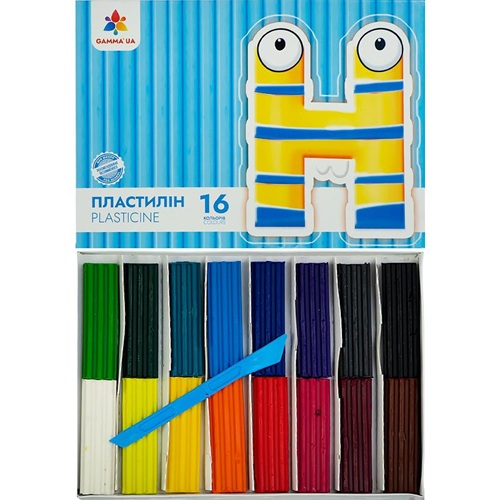 Пластилін 16 кольорів по 12г.,стек GAMMA UA