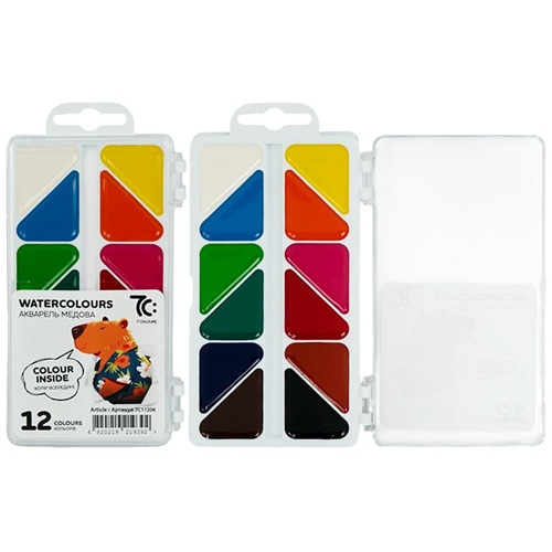 Акварель медовая 12 цветов, б/к, пластик 7С: