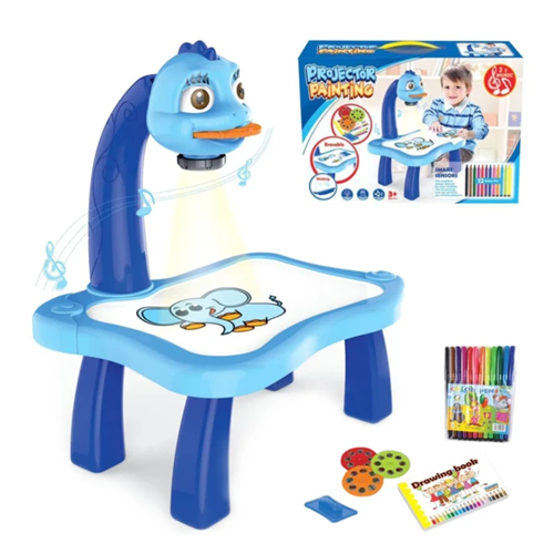Дитячий стіл проектор для малювання зі світлодіодним підсвічуванням Projector painting 24 деталі блакитний