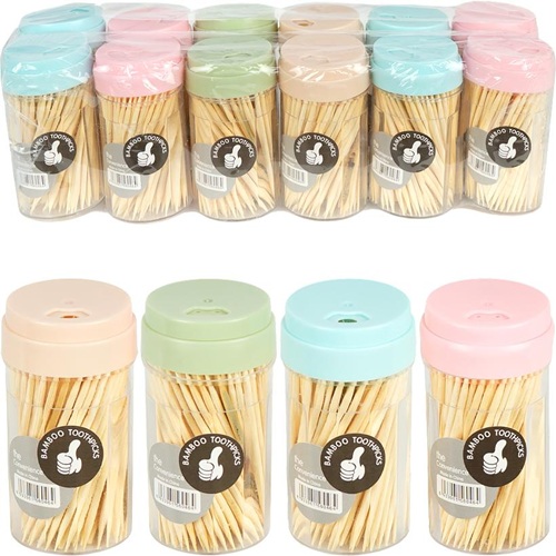 Зубочистки бамбукові "Круглий бокс" 65мм, 160шт 7,5*4см