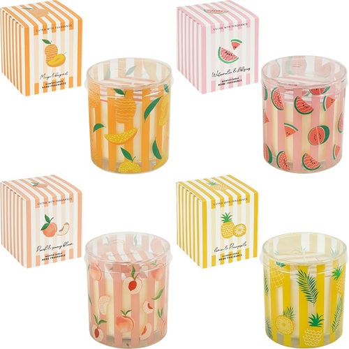 Свічка ароматна воскова фруктова у склянці з кришкою 400г