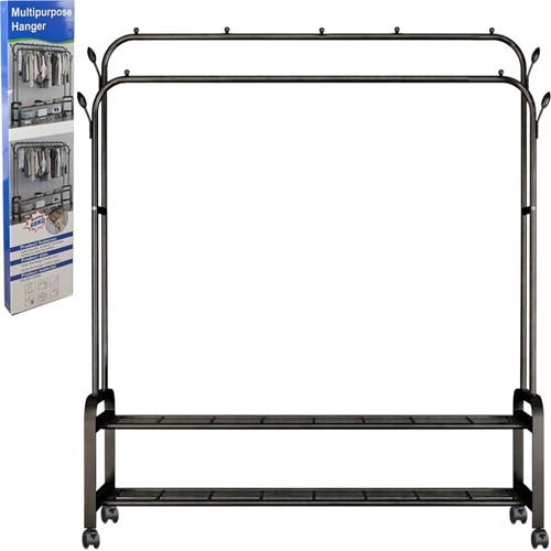 Стойка-вешалка метал., 110*57*150см для одежды и обуви, двойная