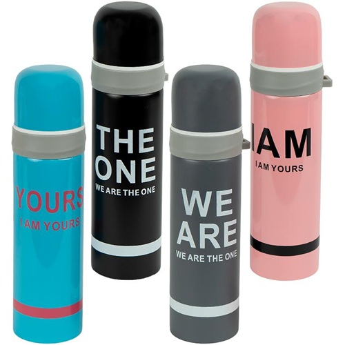 Термопляшка 500мл із нержавіючої сталі з кнопкою 23*6см