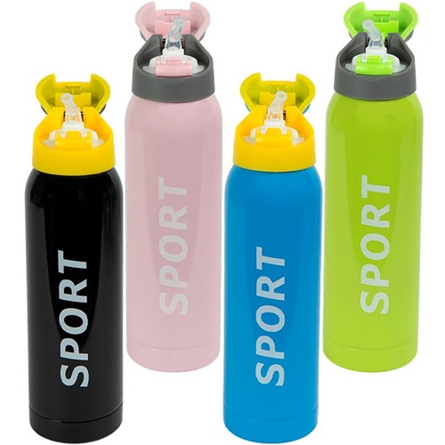 Термопляшка спортивна 24*6,5см, 500мл з трубочкою для пиття та шнурком