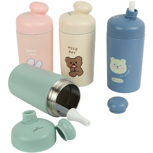 Міні-термос 16*6,5см, 300мл із нержавіючої сталі з трубочкою