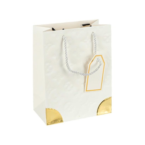 Пакет подарунковий 26*32*12см із тисненням та золотим декором WHITE
