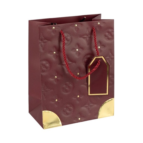 Пакет подарунковий 31*42*12см із золотим декором та тисненням JUJUBE RED