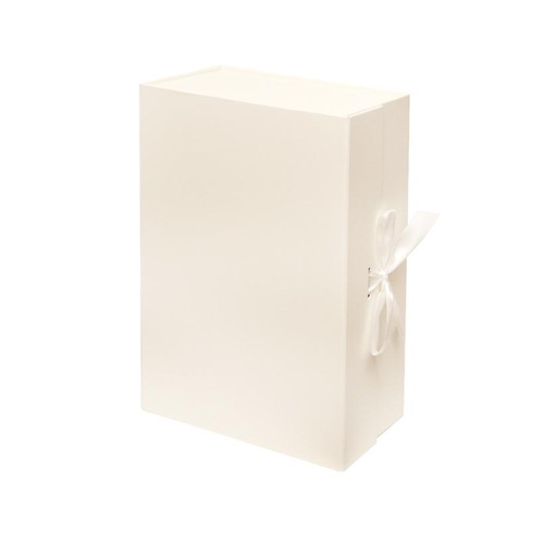 Подарункова коробка 33*25*12см зі стрічкою WHITE