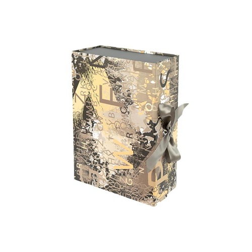 Подарункова коробка 33*25*12см зі стрічкою та принтом BLACK GOLD