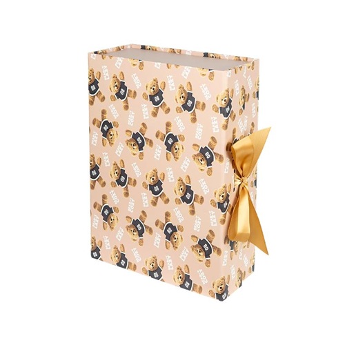 Подарункова коробка 33*25*12см зі стрічкою та принтом LIGHT BROWN