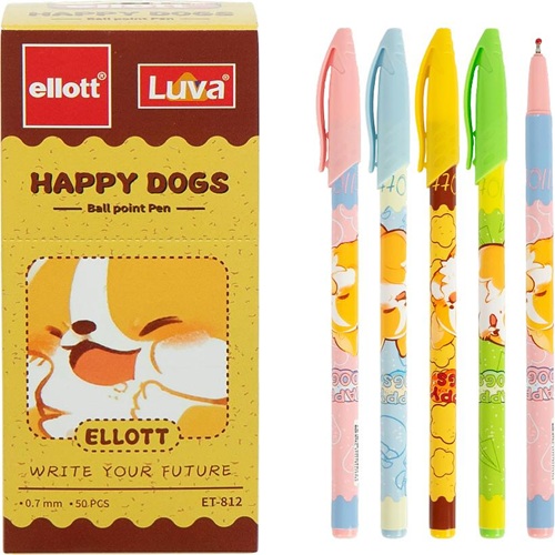 Ручка шариковая Luva HAPPY DOGS, 0,7мм, синяя "Ellott"