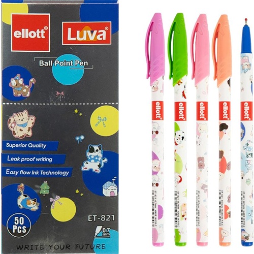 Ручка шариковая Luva котики, 0,7мм, синяя "Ellott"