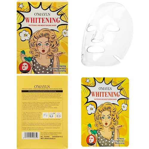 Набір масок тканинних 10шт зволожуючі та освітлювальні для обличчя "Whitening"