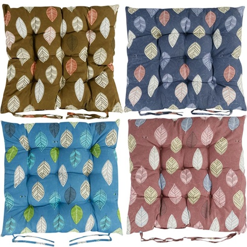 Подушка на стілець 40*40см "Листя" стьобана із зав'язками