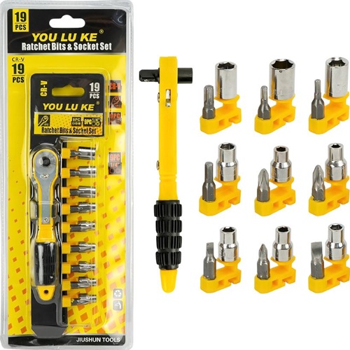 Набір торцевих головок і біт з тріскачкою 19 предметів