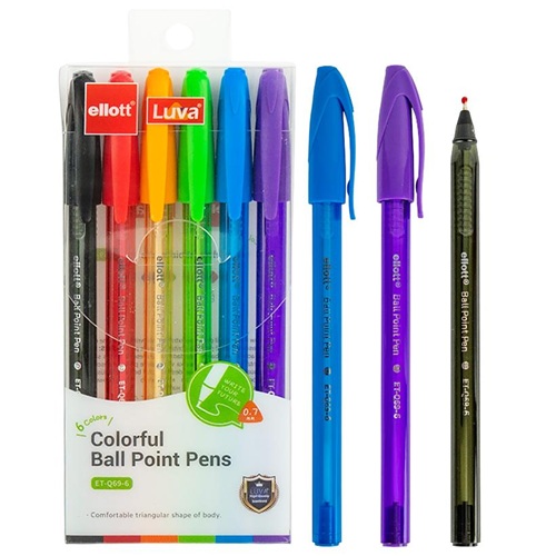 Набор ручек шариковых 6 цветов "Ellot"