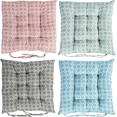 Подушка на стілець 40*40см "Візерунок" стьобана із зав'язками