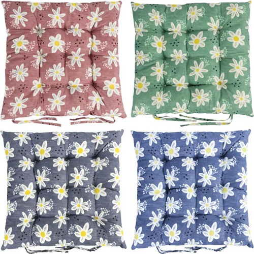 Подушка на стілець 40*40см "Ромашки" стьобана із зав'язками