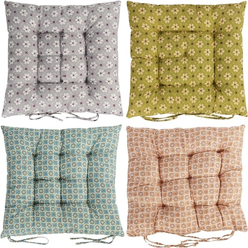 Подушка на стілець 40*40см "Маленькі квіти" стьобана із зав'язками