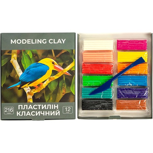 Пластилін 12 кольорів 216г