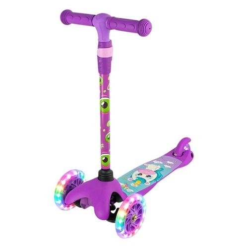Самокат дитячий триколісний складаний з LED колесами, що регулюється, до 50кг VIOLET BLUE 3+