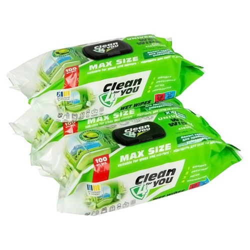 Влажные салфетки для уборки 100шт XXL универсальные с экстрактом лайма ТМ Clean4You