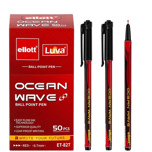 Ручка шариковая Ocean Wave 0,7мм, красная "Ellott" 