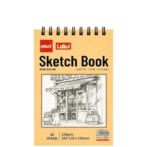 Альбом для эскизов А6 30 листов, 160 г/м² Sketch Book, верхняя спираль