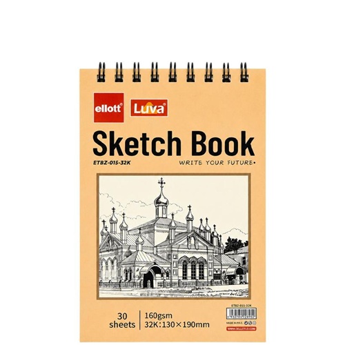 Альбом для эскизов А6 30 листов, 160 г/м² Sketch Book, верхняя спираль