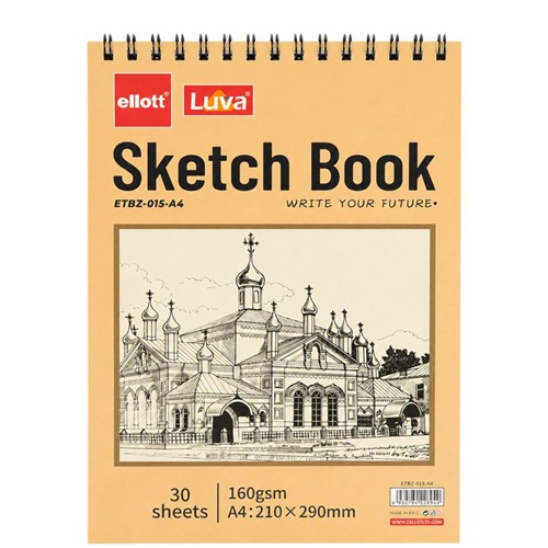 Альбом для эскизов А4 30 листов, 160 г/м² Sketch Book, верхняя спираль