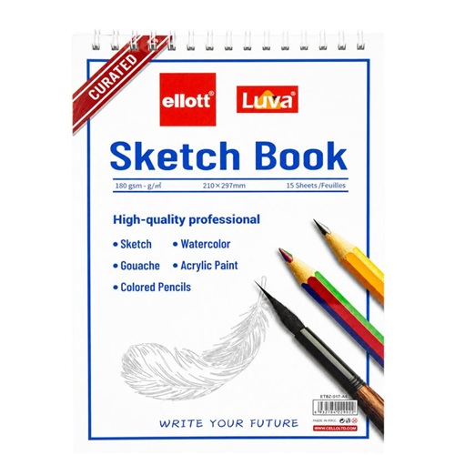 Альбом для эскизов А4 15 листов, 180 г/м² Sketch Book, верхняя спираль