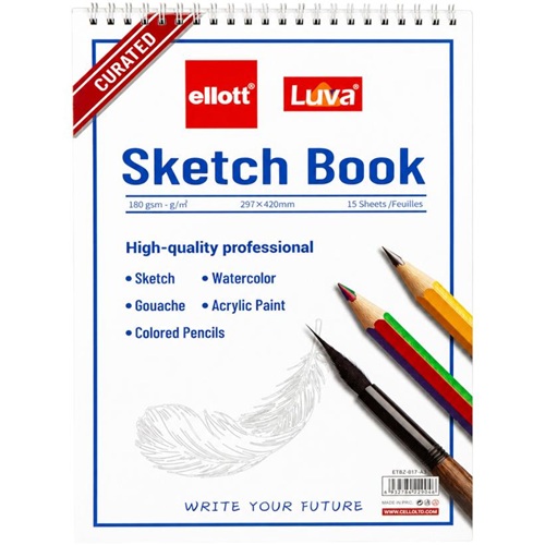 Альбом для ескізів А3 15 аркушів, 180 г/м² Sketch Book, верхня спіраль
