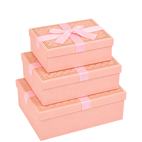 Набір подарункових коробок 3шт прямокутних Pink