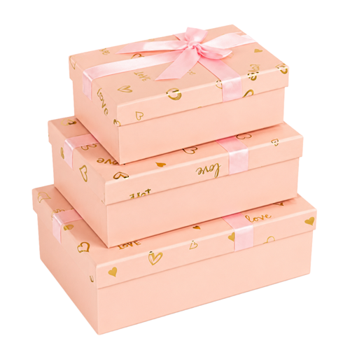 Набір подарункових коробок 3шт прямокутних Pink