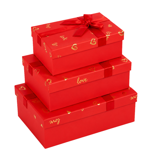 Набір подарункових коробок 3шт прямокутних Red