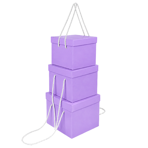 Набір подарункових коробок 3шт квадратних Purple