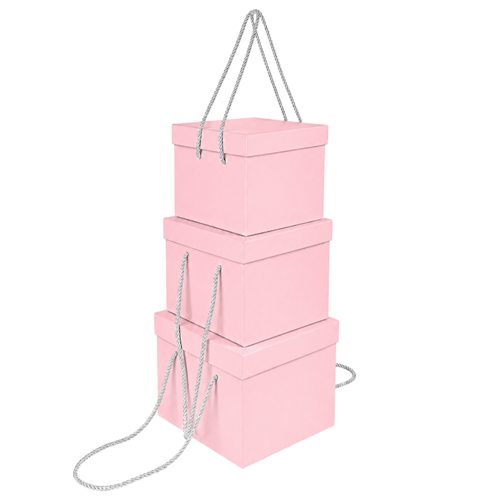 Набір подарункових коробок 3шт квадратних Light Pink