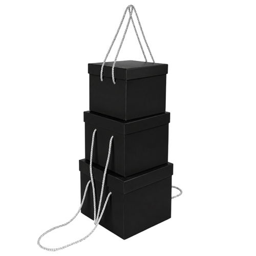 Набор подарочных коробок 3шт квадратных Black