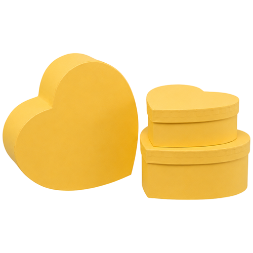 Набор подарочных коробок 3шт в форме сердца Yellow