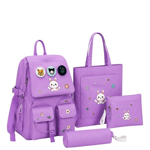 Рюкзак школьный с сумкой, пеналом и косметичкой PURPLE