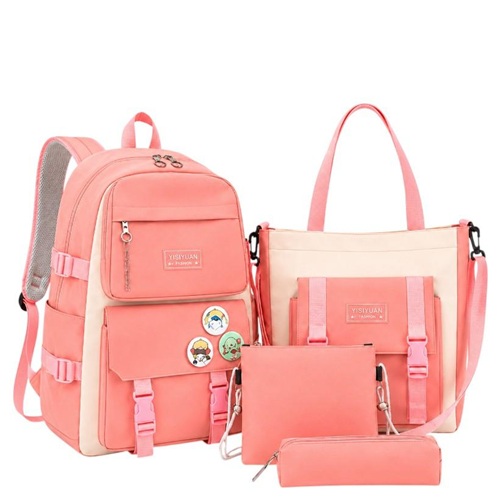 Рюкзак шкільний з сумкою, пеналом та косметичкою PINK