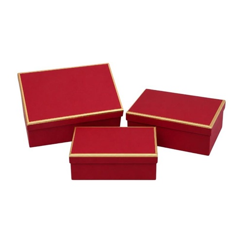 Набір подарункових коробок 3шт із золотим кантом Dark Red