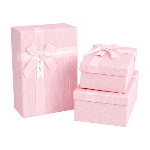 Набір подарункових коробок 3шт із декоративною стрічкою Pink