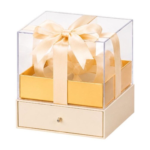 Подарункова коробка 15*15*16,5см з висувним ящиком та прозорою кришкою White