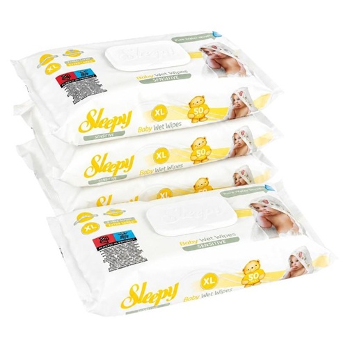 Влажные салфетки 50шт ТМ SLEEPY "Extra" XL детские с клапаном