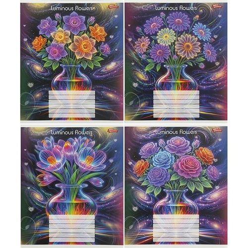 Зошит 24л клітинка "Luminous flowers" "Мрії здійснюються"