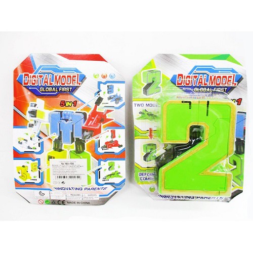 Игрушка-трансформер пластик "Цыфра-робот" №1,2,3,4,5 10см